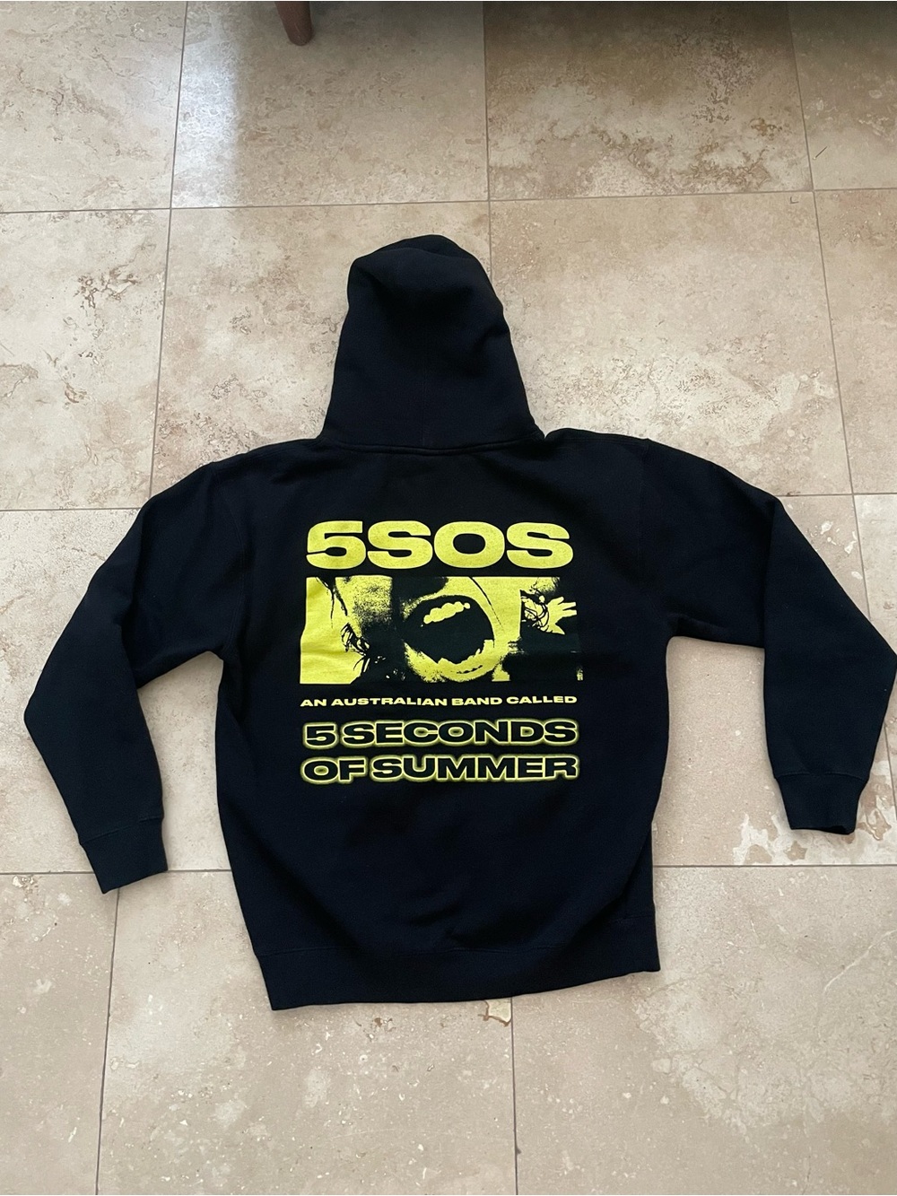 5 Seconds of Summer (5SOS) Black Hoodie with Neon Yellow Graphic